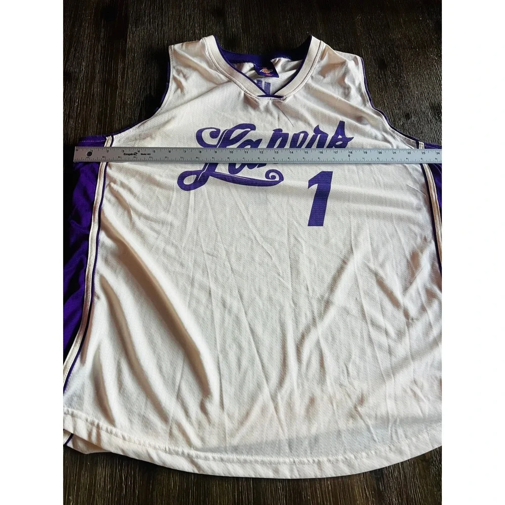 Los Angeles Lakers Jersey Links Marketing Group White Purple Mesh Mens XL No 1